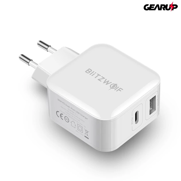 Kép 2/5 - BlitzWolf® BW-S11: USB és Type-C hálózati gyorstöltő - 30W