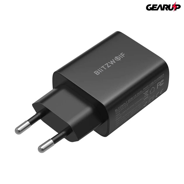Kép 3/4 - BlitzWolf® BW-S19: 20W-os töltő adapter dupla töltő porttal