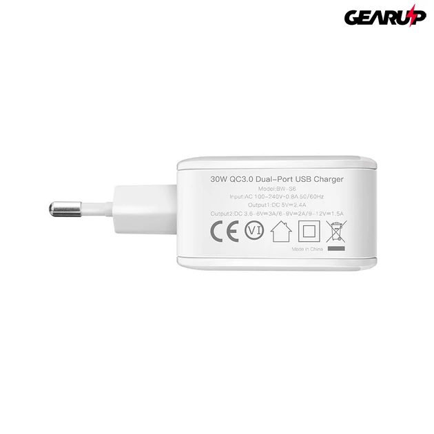 Kép 3/4 - BlitzWolf® BW-S6: Dual USB hálózati gyorstöltő - 30W