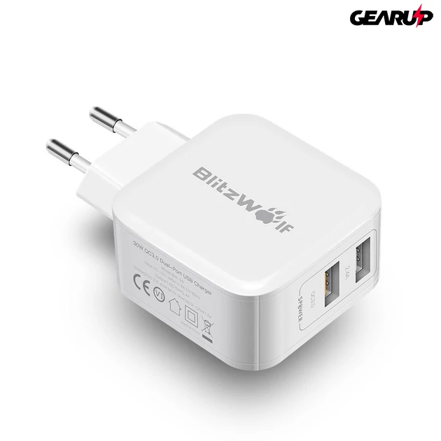Kép 2/4 - BlitzWolf® BW-S6: Dual USB hálózati gyorstöltő - 30W