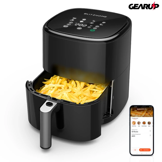 Kép 5/5 - BlitzHome ® BW-AF2: intelligens olaj nélküli forró levegős fritőz digitális kijelzővel, 5l kapacitás, 1500W - APP vezérléssel