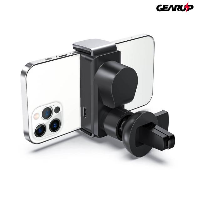 BlitzWolf® BW-CF2 elektromos autós telefontartó iPhone készülékkel