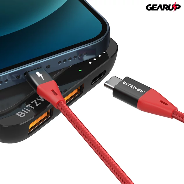 Kép 5/5 - BlitzWolf® BW-CL3: Type-C Lightning gyorstöltő és adatkábel (PD 3.0) - 180 cm