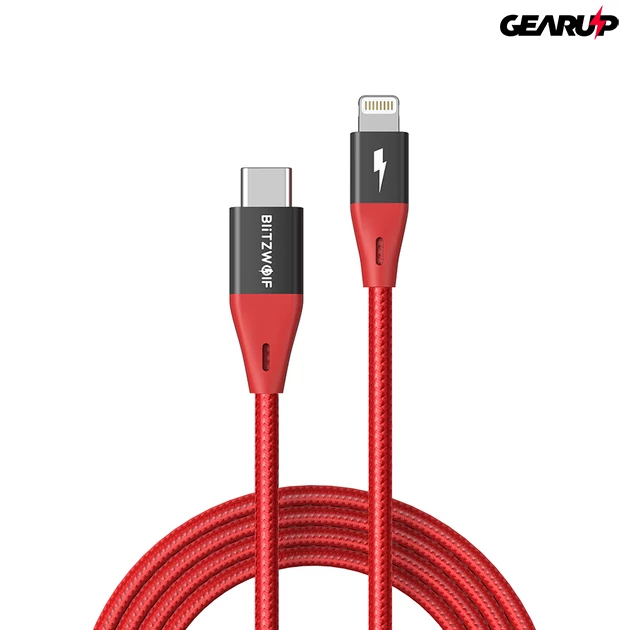 Kép 1/5 - BlitzWolf® BW-CL3: Type-C Lightning gyorstöltő és adatkábel (PD 3.0) - 180 cm