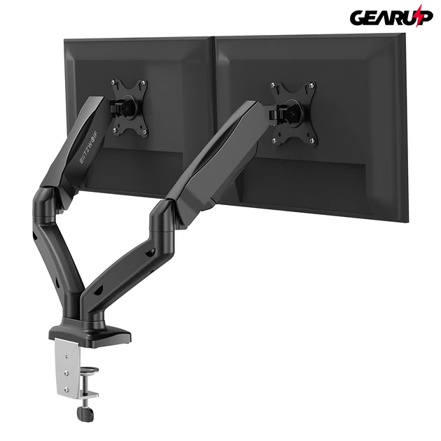 Kép 1/5 - BlitzWolf® BW-MS3: Dual Monitor állvány asztalra pneumatikus karral 1