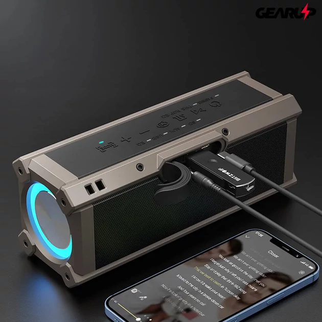 Kép 8/8 - BlitzWolf® BW-WA3: 5000mAh vezeték nélküli Bluetooth hangszóró beépített mélynyomóval (100W)