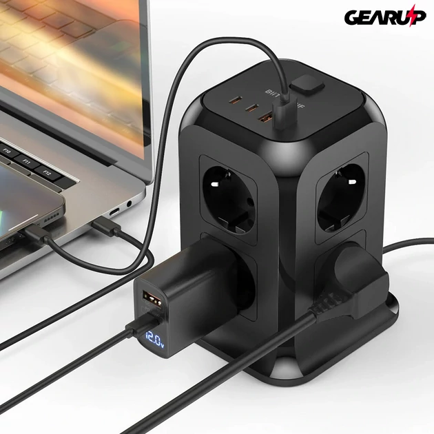 Kép 5/5 - BlitzWolf® BW-PC3: asztali töltő és elosztó, hosszabbító (12 db különböző kimenet)