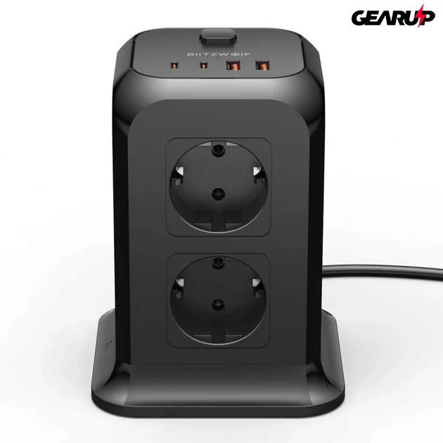 Kép 2/5 - BlitzWolf® BW-PC3: asztali töltő és elosztó, hosszabbító (12 db különböző kimenet)