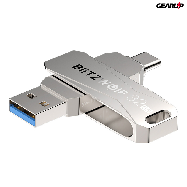 BlitzWolf BW-UPC2: USB Type C és USB 3.0 PenDrive telefonhoz, alumínium ház (64GB)