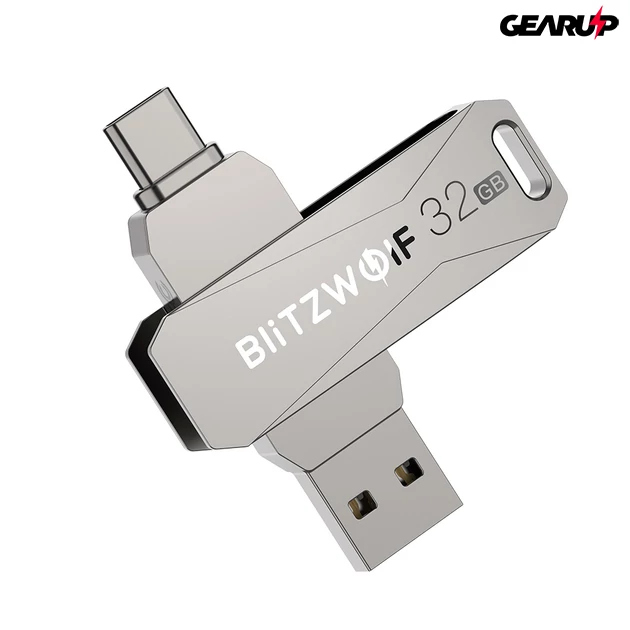 Kép 1/8 - BlitzWolf BW-UPC2: USB Type C és USB 3.0 PenDrive telefonhoz, alumínium ház (64GB)