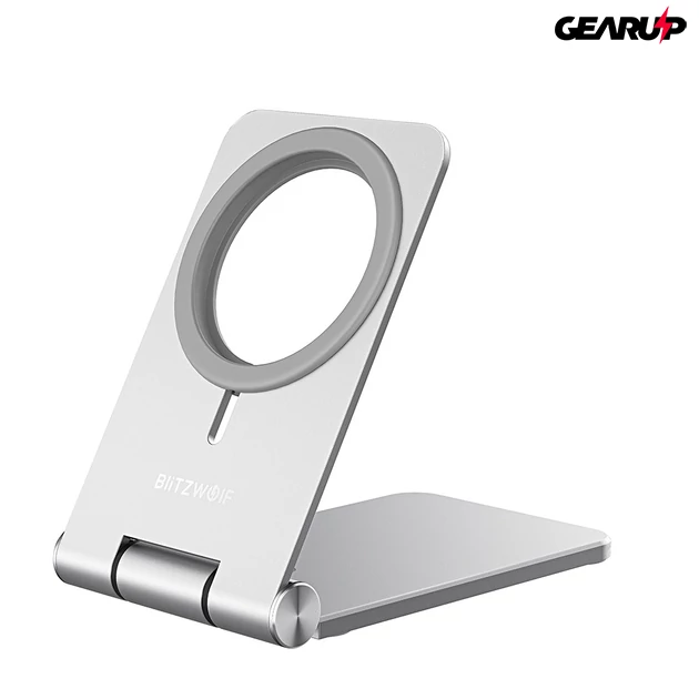 Kép 1/3 - BlitzWolf® BW-TS5: MagSafe vezeték nélküli töltő állvány - ezüst 1