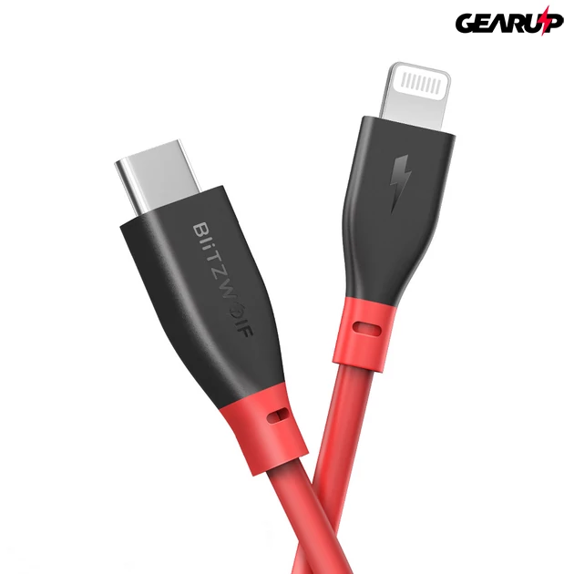 Kép 5/9 - BlitzWolf® BW-CL1: Type-C - Lightning gyorstöltő kábel iPhonehoz (PD 3.0) - 0.91m