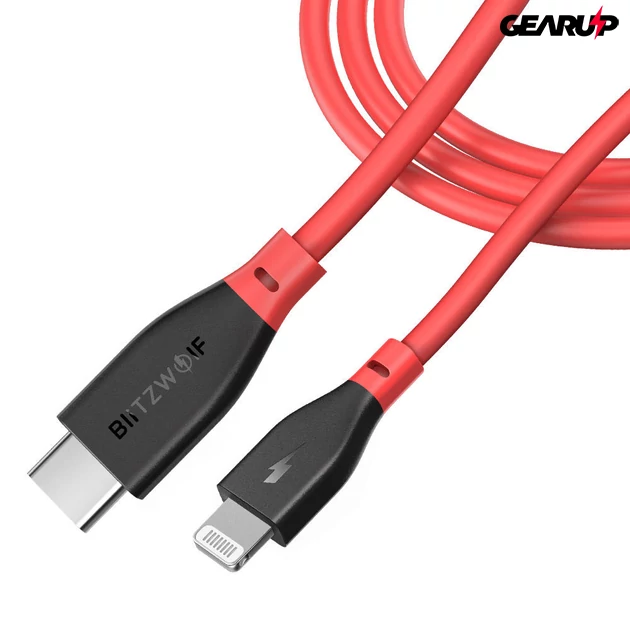 Kép 2/9 - BlitzWolf® BW-CL1: Type-C - Lightning gyorstöltő kábel iPhonehoz (PD 3.0) - 0.91m 9
