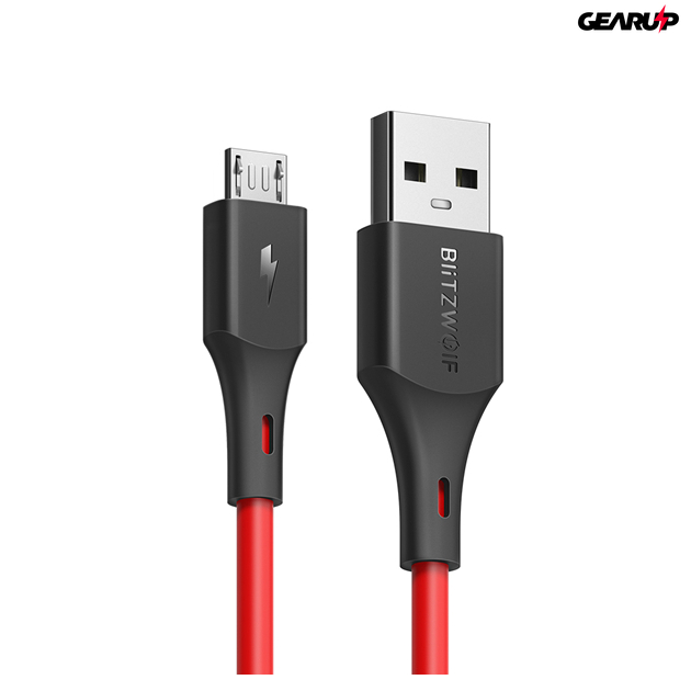 BlitzWolf® BW-MC13: USB 3.0 Micro USB töltő- és adatkábel PVC bevonattal (1m) - Fekete