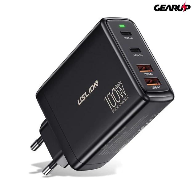 Kép 1/2 - USLION GAN gyorstöltő 4 féle kimenettel, 100W Kép 1/2 - USLION GAN gyorstöltő 4 féle kimenettel, 100W