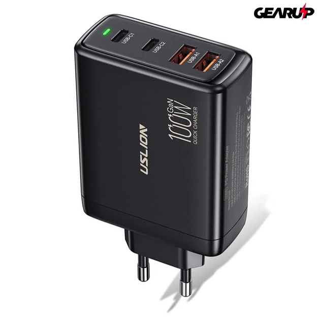 Kép 2/2 - USLION GAN gyorstöltő 4 féle kimenettel, 100W Kép 2/2 - USLION GAN gyorstöltő 4 féle kimenettel, 100W