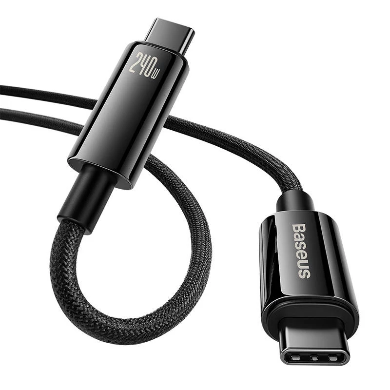 Baseus extra erős USB-C/USB-C fonott kábel, 240W, 2m (fekete)