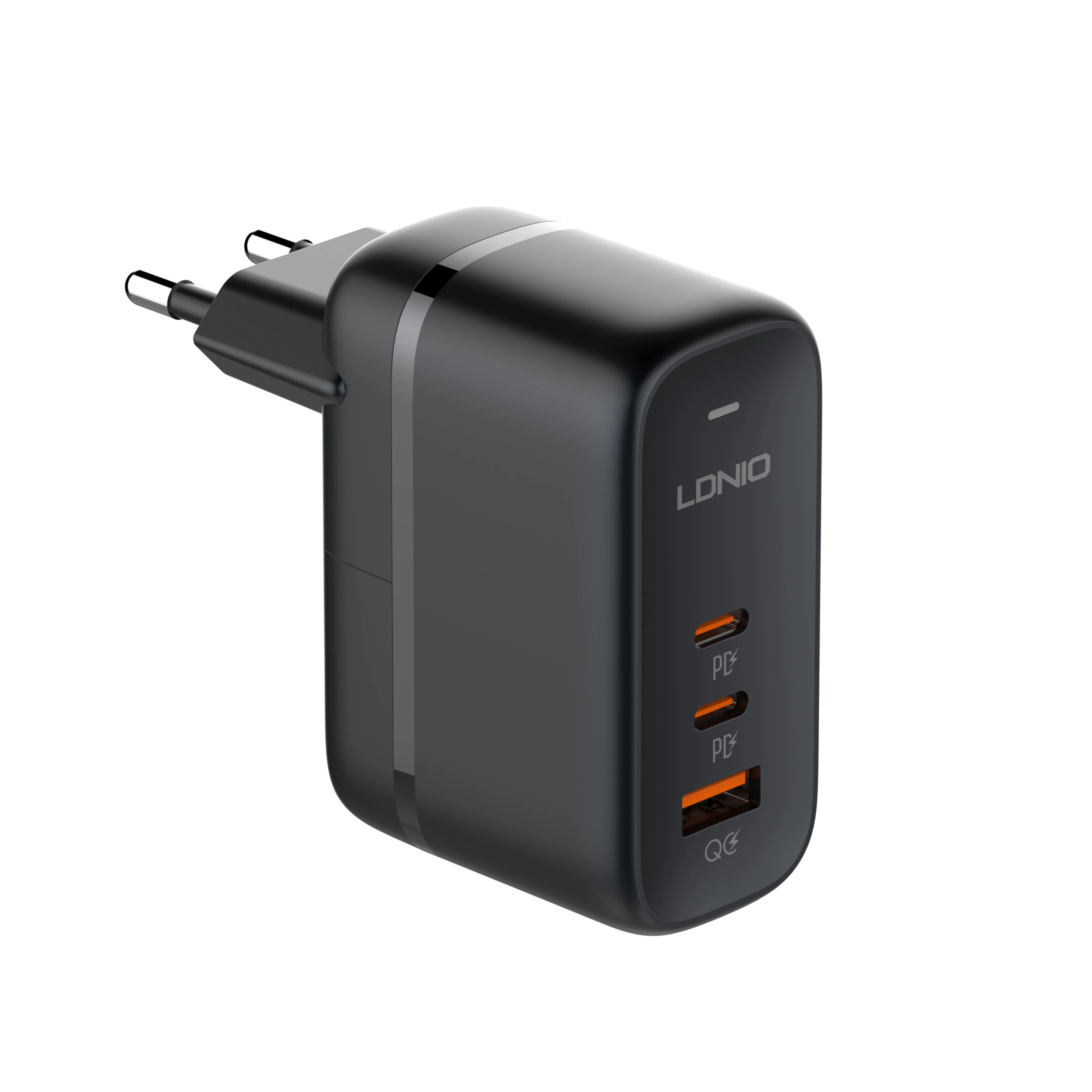 LDNIO GAN gyorstöltő 3 féle kimenettel, USB-C kábellel, 3 cserélhető fejjel utazáshoz, 65W