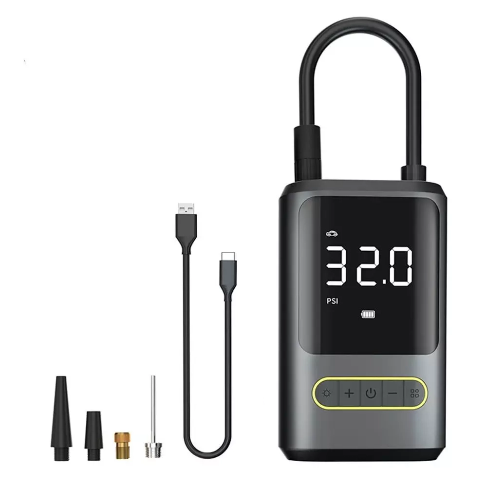 Hordozható akkumulátoros autós kompresszor, 150PSI, LCD kijelzővel