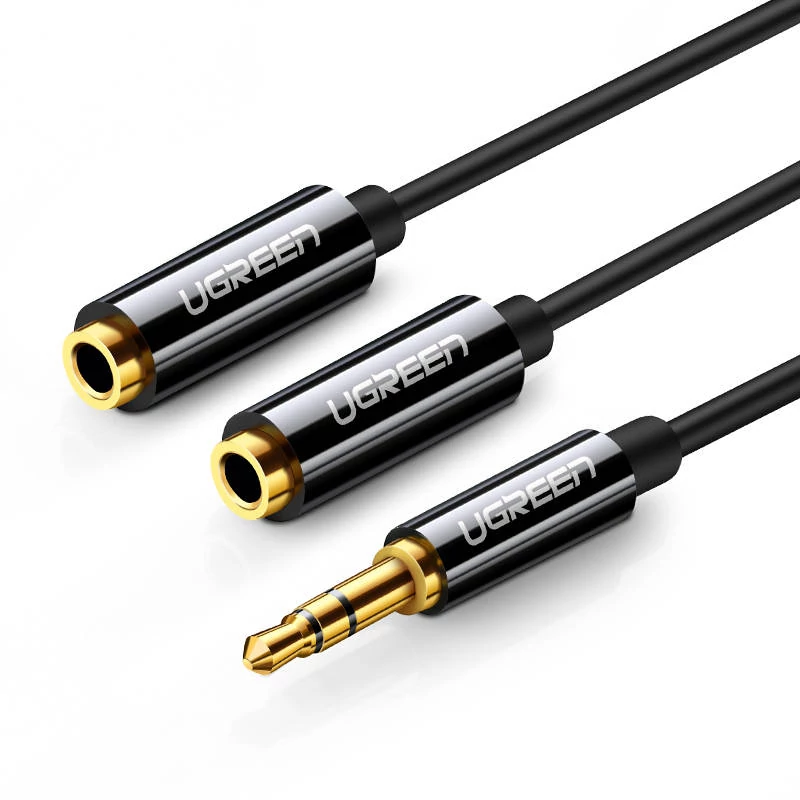 UGREEN AV123 3,5 mm-es jack kábel elosztó, 25 cm (fekete)