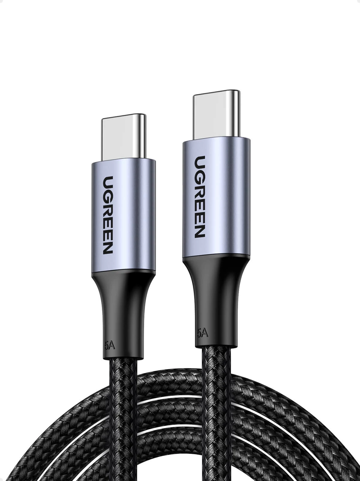 UGREEN USB-C/USB-C kábel, 100W, 5A, 1 m, fonott - Fekete