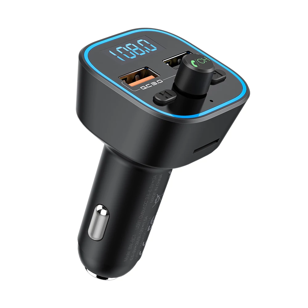 BlitzWolf BW-BC1 USB szivargyújtóba dugható autós töltő és FM transzmitter