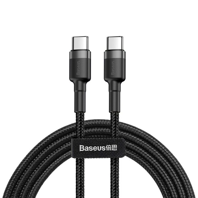 Baseus Cafule kábel - PD 2.0, QC 3.0 - 60 W USB-C – USB-C PD 1m (fekete-szürke)