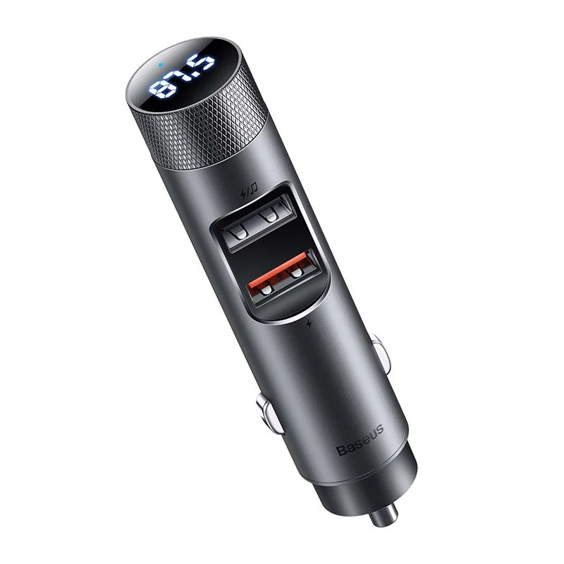 Baseus MP3 Energy Column Pro szivargyújtós töltő, Bluetooth 5.0, 2 x USB, 30W (szürke)