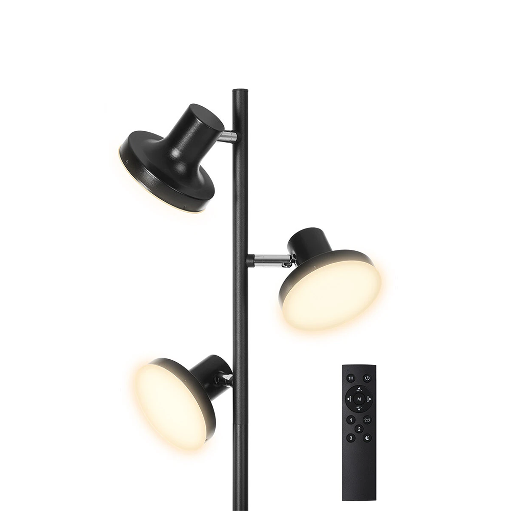 BlitzWill 3 fejes, energiatakarékos LED állólámpa mágneses távirányítóval, memória funkcióval, állítható fényerő és színhőmérséklettel