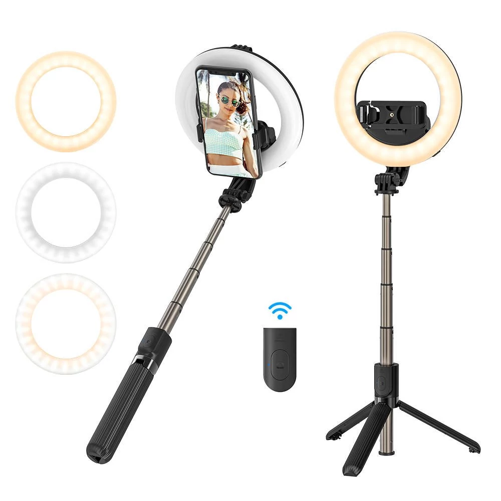 BlitzWolf BW-BS8 Pro 3 az 1-ben selfie bot és állvány, LED gyűrűs lámpával