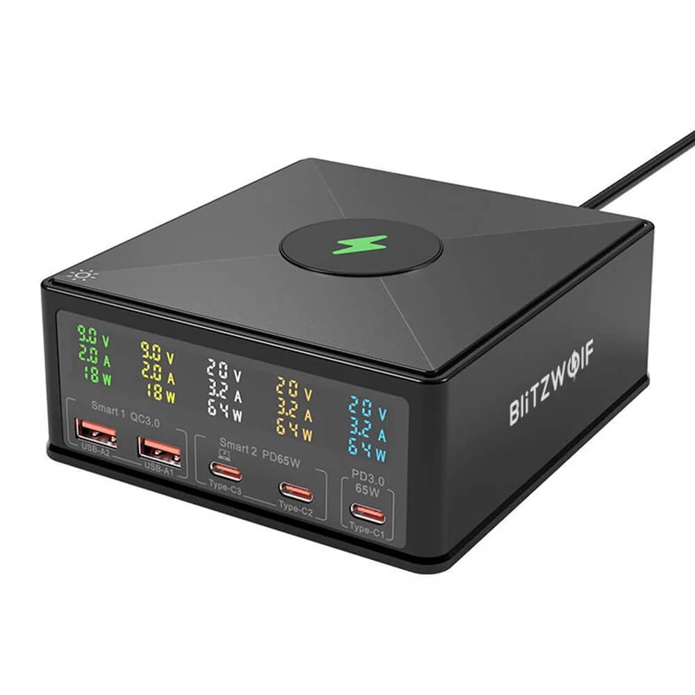 BlitzWolf 868H töltőállomás, vezeték nélküli töltővel és nagy teljesítménnyel (160W)