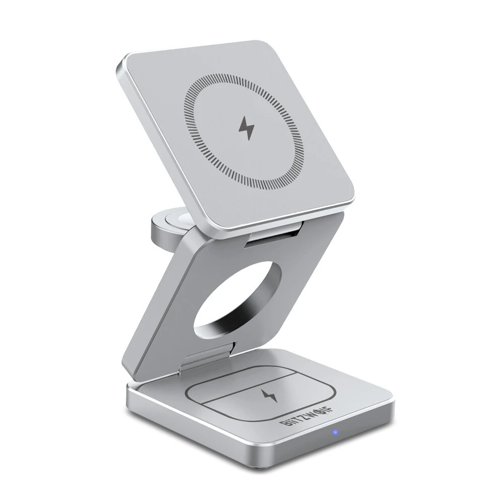 BlitzWolf BW-IW30 MagSafe vezeték nélküli töltőállvány, 15W (ezüst)
