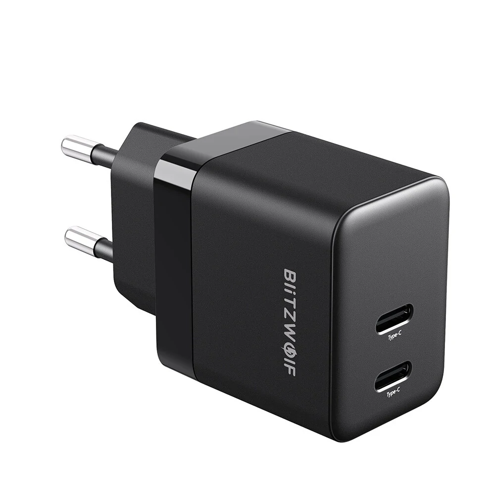 BlitzWolf BW-S22 35W-os mini PD gyorstöltő adapter dupla Type-C porttal GAN technológiával