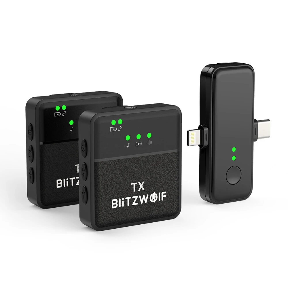 BlitzWolf BW-SX31 vezeték nélküli csíptetős mikrofon (2 db mikrofonnal) - Újracsomagolt