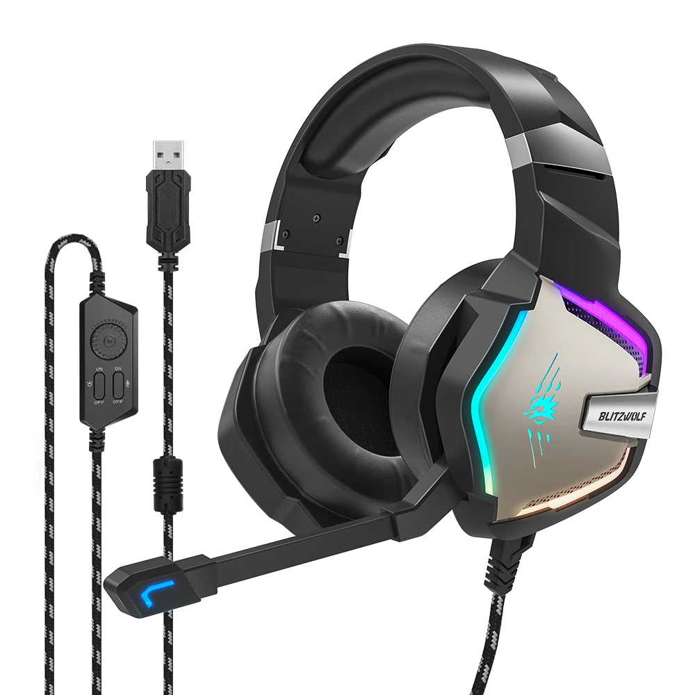 BlitzWolf BW-GH1 Pro Gamer 7.1 fejhallgató RGB leddel és USB csatlakozóval